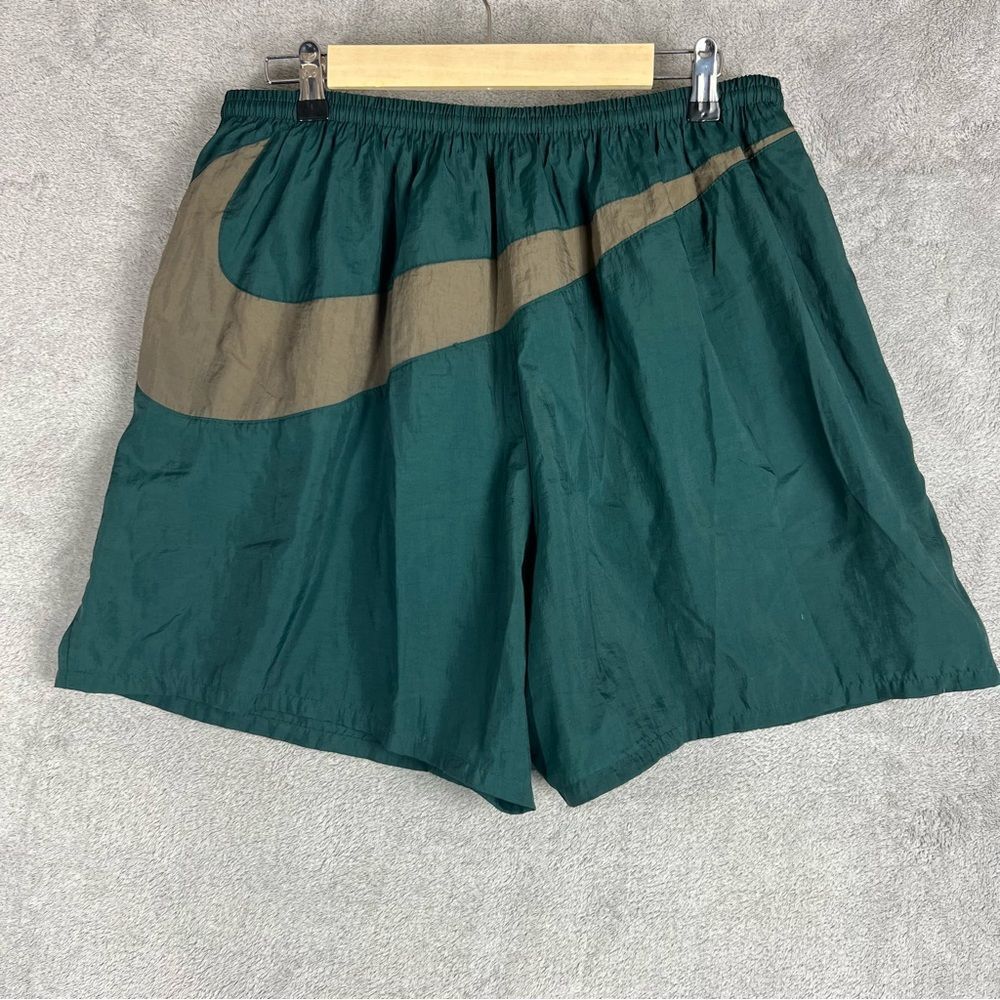 Vtg Nike Shorts Mens XXL Green Big Swoosh Logo White Tag Lined Swim Trunks 90s - Picture 4 of 11